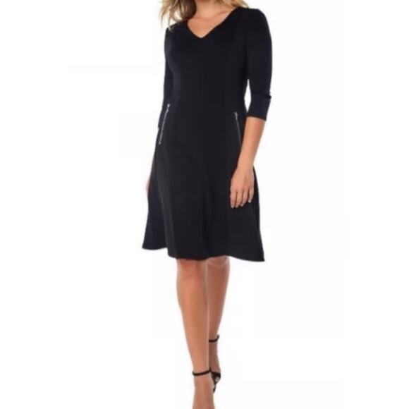 Ruby Ribbon Dress Ottoman Black Luxe Ponte Fabric Size XL (070) - Picture 2 of 12